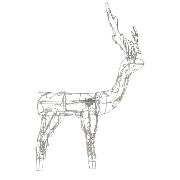 48Inch Lighted White Standing Reindeer Animated Outdoor Christmas
