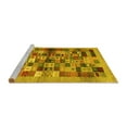 thumbnail image 2 of Ahgly Company Machine Washable Indoor Square Abstract Yellow Contemporary Area Rugs, 4' Square, 2 of 4