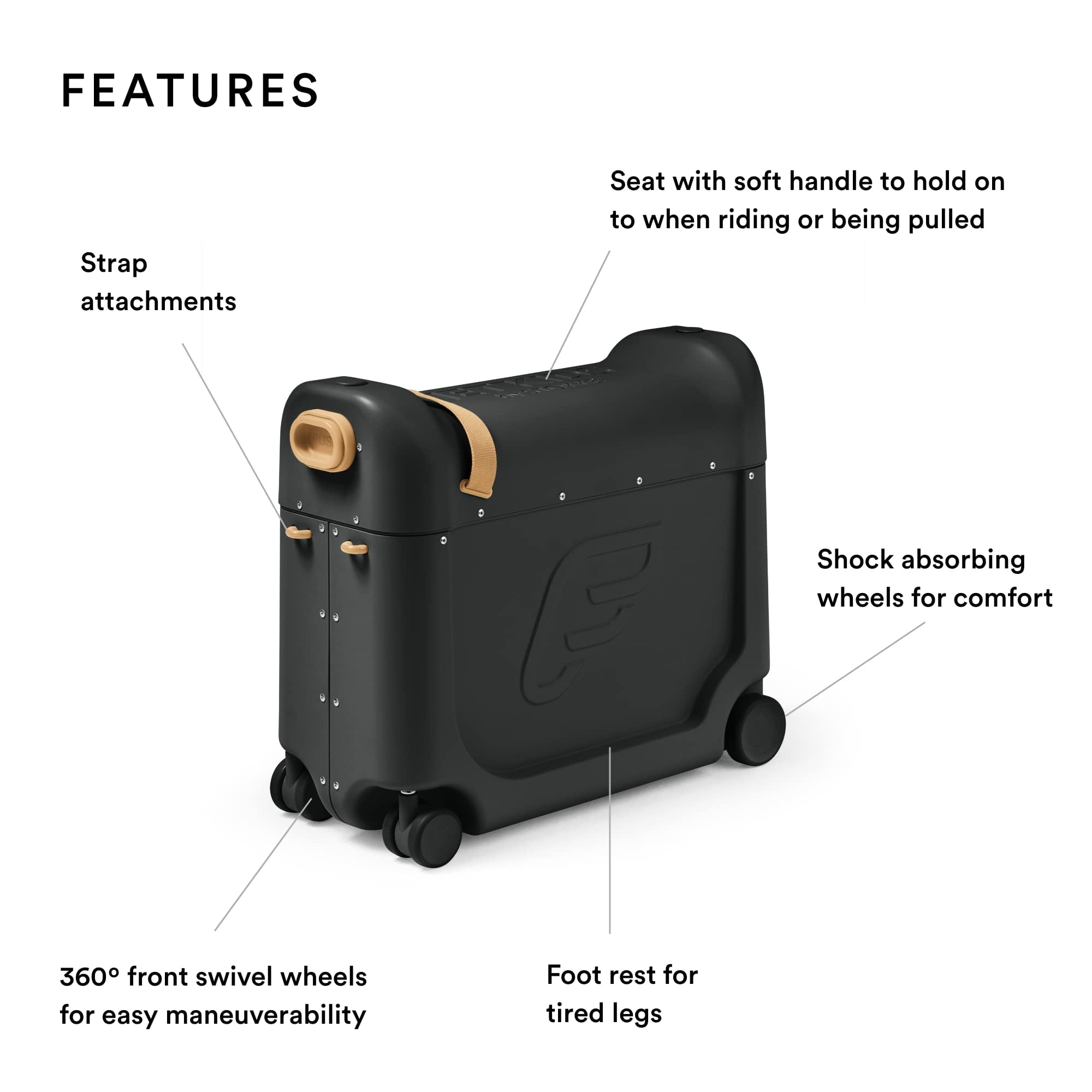 JetKids BedBox, Lunar Eclipse - Kid's Ride-On Suitcase & in-Flight Bed - Help Your Child Relax & Sleep on The Plane - Approved by Many Airlines - Best for Ages 3-7