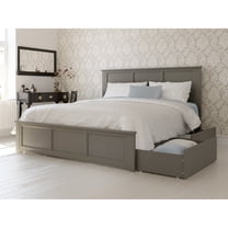 AFI Madison King Wood Platform Bed with Matching Footboard & Storage Drawers, Grey