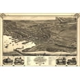 thumbnail image 1 of 24"x36" Gallery Poster, birdseye view map of Nantucket Massachusetts 1881, 1 of 1