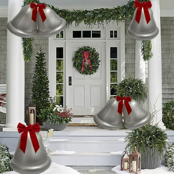 Oioii Inflatable Christmas Bells Outdoor Jingle Bells Xmas Ornaments for Garden Yard Patio Decoration