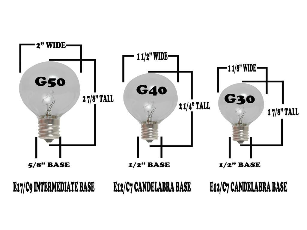 Novelty Lights Pure White Glass G30 Globe Hanging LED String Light Replacement Bulbs E12 Candelabra Base