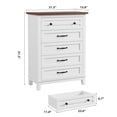 thumbnail image 3 of EastVita White Freestanding 41.3 Inch Tall Vertical Wooden Chest of Dresser with 5 Storage Drawer and Brown Top Finished for Living Room Bedroom Entryway Bedroom, 3 of 7