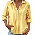 thumbnail image 6 of Cotton Linen Tops for Women Striped Long Sleeve Tops Soft Loose Fit Casual Fashion T-Shirt Tops for Holiday Daily Wear by Gbobgt Yellow 3XL, 6 of 6
