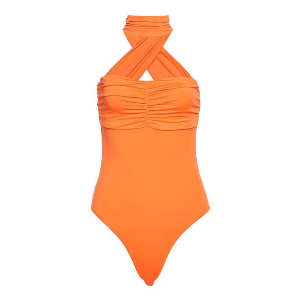 VISgogo Body de verano para mujer, mono sin mangas con espalda descubierta y cuello colgante de color sólido para mujer VISgogo moda