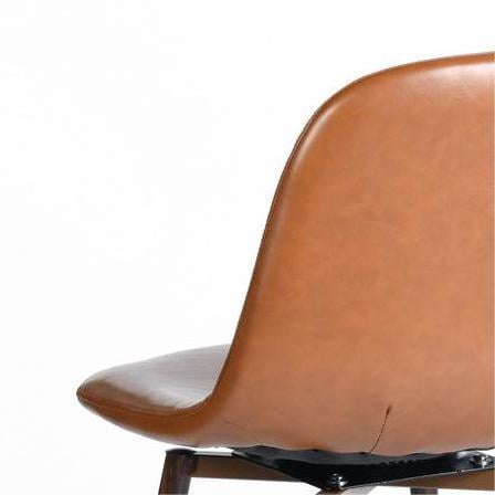 Lot de 2 tabourets de bar pivotants d'extérieur Homy Casa, design moderne du milieu du siècle, sièges rembourrés en cuir synthétique pour jardin et terrasse, cognac