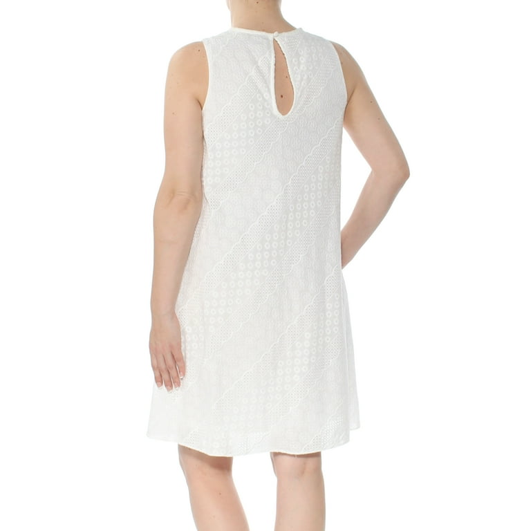 CALVIN KLEIN 99 Womens New 1426 White Cotton Eyelet Sleeveless Dress 4 B B