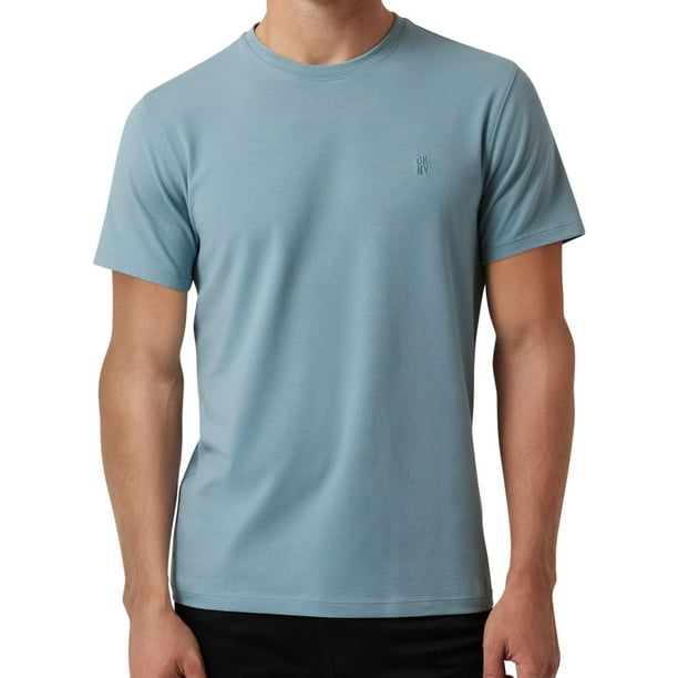Camiseta DKNY de Algodón Suave con Cuello Redondo en Azul Humo