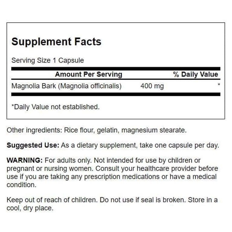 Complément Alimentaire Swanson Écorce De Magnolia 400 Mg - 60 Gélules, Neuf