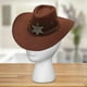 thumbnail image 4 of Sombrero de vaquero unisex para hombre y adulto, con correa ajustable para la barbilla y parasol para exteriores. Café, 4 of 9