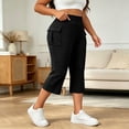 thumbnail image 2 of Khunlpohl Plus Size Capri Pants for Womens Yoga Workout Athletic Leggings Pant Baggy Elastic High Waist Trousers with Pockets, 2 of 7
