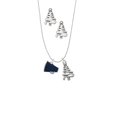 thumbnail image 2 of Delight Jewelry Silvertone Small Navy Blue Megaphone Silver tone Zig Zag Christmas Tree Charm Necklace and Stud Earrings, 2 of 4