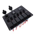 thumbnail image 1 of DC Marine Boat Toggle Switch 6 Gang ON Off Rocker Switch Panel USB with Digital Voltmeter Display for Boats Yachts Cars RVs SUVs, 1 of 7