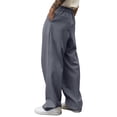 thumbnail image 3 of Men's Wide-Leg Pants - Button Waist & Pleated Design for Casual Everyday Wear Gray 3XL, 3 of 3