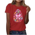 thumbnail image 2 of Ounisa Womens Short Sleeve Tops Crew Neck Easter Bunny Printed Loose Fit Cotton Blend 2026 Spring Summer Holiday Casual Comfortable Trendy Daily Wear Tees S-2XL, 2 of 4