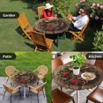 thumbnail image 4 of Western Christmas Round Tablecloth for 36-44 Inch Tables, Fitted Table Cover with Elastic Edge, Vintage Xmas Botanical Wreath Waterproof Outdoor Table Cloth Protector for Patio Garden Dinner Picnic, 4 of 9
