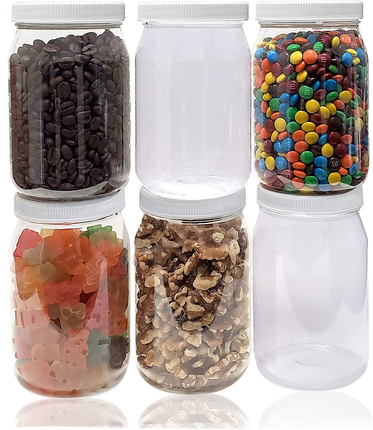 Plastic Jars with Lids Clear BPA Free PET Storage... 16 oz Pack of 6 