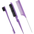thumbnail image 1 of 3-pack set of smooth brushes, brush for fur care, brush with plastic bristles, comb for fur care, edge brush, comb for fur care, robust comb with rat tail, 1 of 5