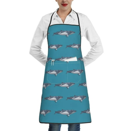 

Gaeub Cartoon Whale Kitchen Cooking Aprons Adjustable Bib Apron Waterdrop and Oil Resistant Kitchen Chef Apron for Women Men