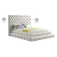 thumbnail image 4 of Meridian Furniture Revel Queen Size Deep Button Tufting Modern Velvet Platform Bed, Cream, 4 of 5