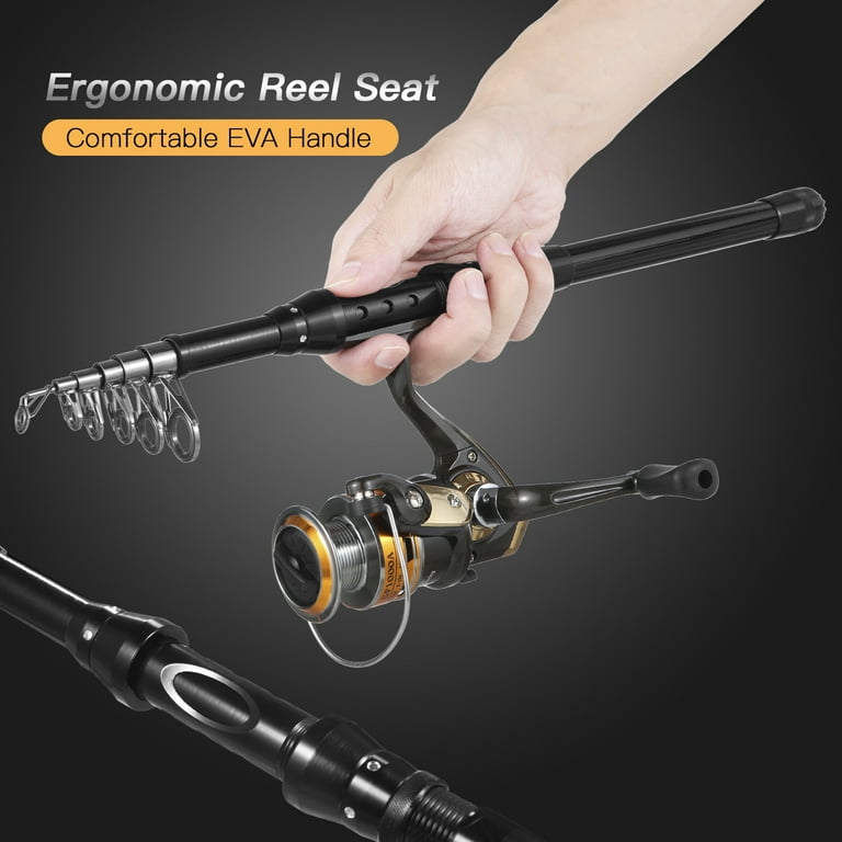 All In One Fishing Gear Set Telescopic Fishing Pole with Spinning Reel  Includes Fishing Line, Hooks, Lures, and Swivels Easy Storage and  Transportation 