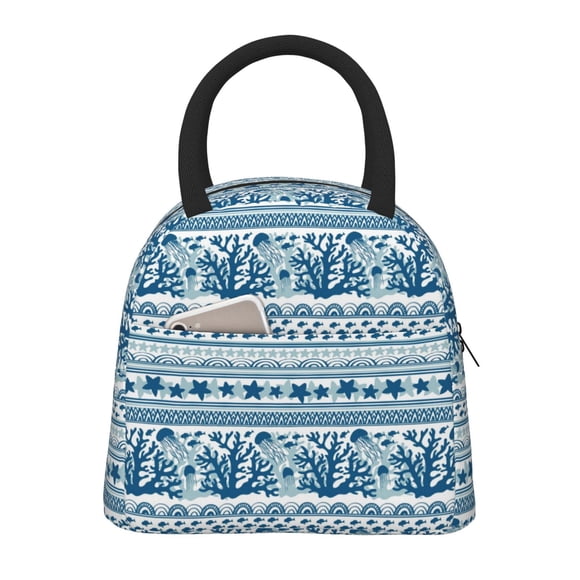 Cauagu Sea Underwater Jellyfish for Insulated Lunch Bag for Women/Men - Leakproof Cooler Tote Bag Organizer - Reusable Lunch Box for Office Picnic Hiking Beach