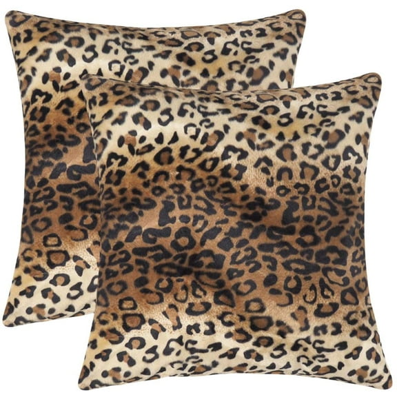 Ryan; Leopard Print Pillow Covers Faux Fur Decorative Cheetah Throw Pillow Cases for Home Couch Sofa (Set of 2, 18x18 inch)