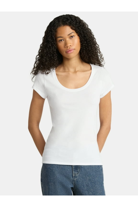 Scoop Neck Tee with Short Sleeves, Women's
