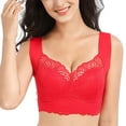 thumbnail image 2 of Hontri Plus Size Wireless Sports Bra - Sexy Lace Yoga Bralette with Cooling Fabric, Full Coverage Support for Large Bust (1PC) (Red | XXL), 2 of 9