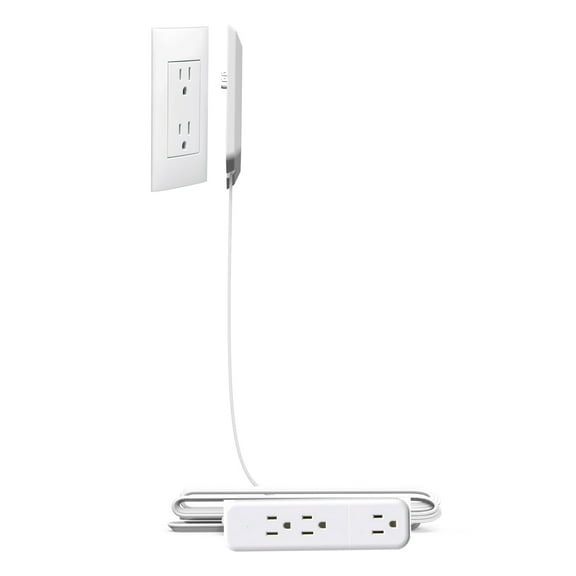 Power Strip Surge Protector Flat Plug, Extension Cord 6 Feet 3 Prong, 3-Outlet, 350J, 10A/1250W, Overload Protection Switch, Plug Strip for Home Office