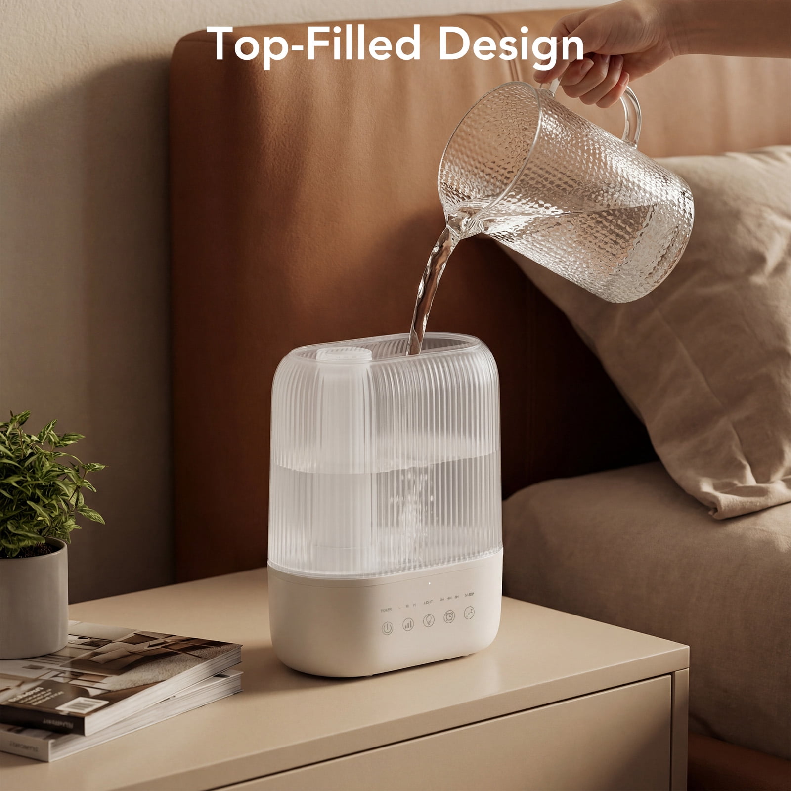 CRZOE 3L Top Fill Humidifier for Bedroom, Smart Humidity Control, Quiet Ultrasonic Cool Mist with 360° Nozzle, 7-Color Light & Essential Oil Diffuser for Home Baby Room