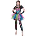 thumbnail image 1 of EraSpooky Femmes Costumes Punk Funky Os Robe Tutu Colorée Squelette, 1 of 4