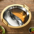 thumbnail image 4 of Stainless Steel Hot Pot, Induction Cooker Pot Dual Flavor Divider Cookware, Double Flavored Hot Pot Container, for Home Cooking and Hot Pot Parties, 4 of 6