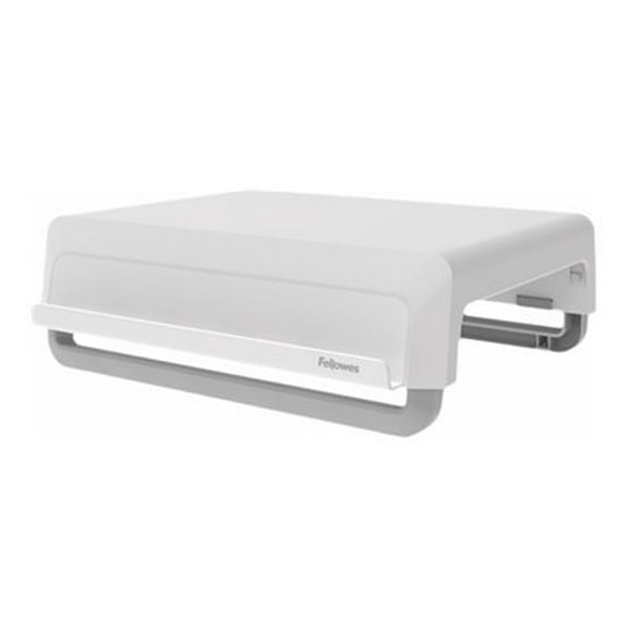 Fellowes Breyta Monitor Stand, 13.94" x 11.97" x 3.23" to 5.9", White, Supports 33 lb