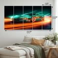 thumbnail image 4 of Designart "Neon Exotic Car in Teal II" Neon Car Metal Art Print Set, 4 of 5