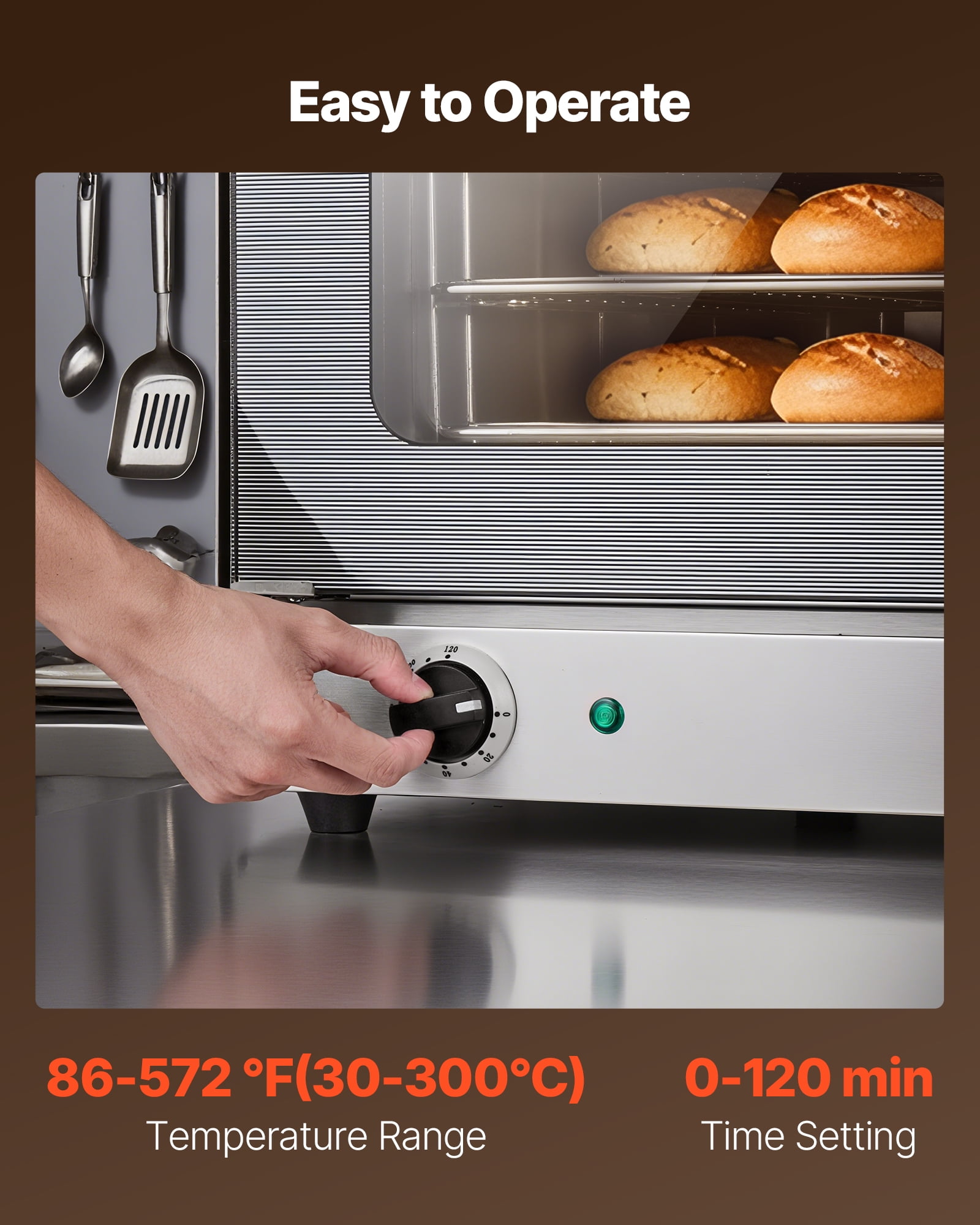 VEVOR Commercial Convection Oven, 4.24 Cu.ft Conventional Countertop Oven for Full-Size Pans, Electric Convection Ovens with 4 Racks, 360° Hot Air Circulation, for Bakery, Restaurant & Pizza Shop