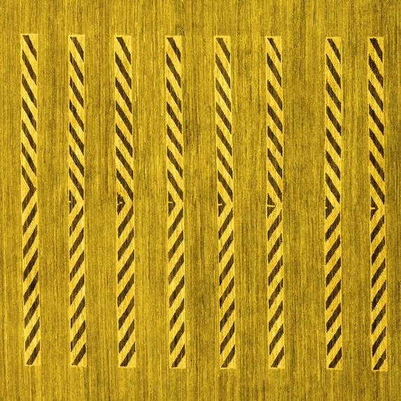 Ahgly Company Machine Washable Indoor Square Abstract Yellow Modern Area Rugs, 8' Square