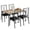 Wood grain color, variant on 5-Piece Dining Table Set for 4 – Rectangular Wood Grain Table with 4 Upholstered Chairs – Modern Dining Furniture Ideal for Apartment, Kitchen, or Breakfast Nook, Compact Design