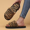 thumbnail image 5 of Taqqpue Women's Fuzzy Slippers Plus Size House Shoes Versatile Striped Double-Size Warm Comfortable Open-Toe Slippers Under 10 for Women, 5 of 7