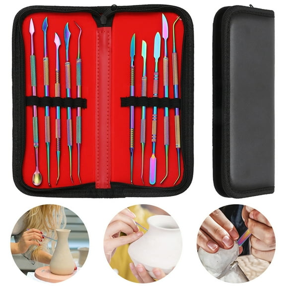 10pcs Clay Carving Tools, EEEkit Double Ended Stainless Steel Wax Carvers Set for Modeling, Sculpting and Shaping