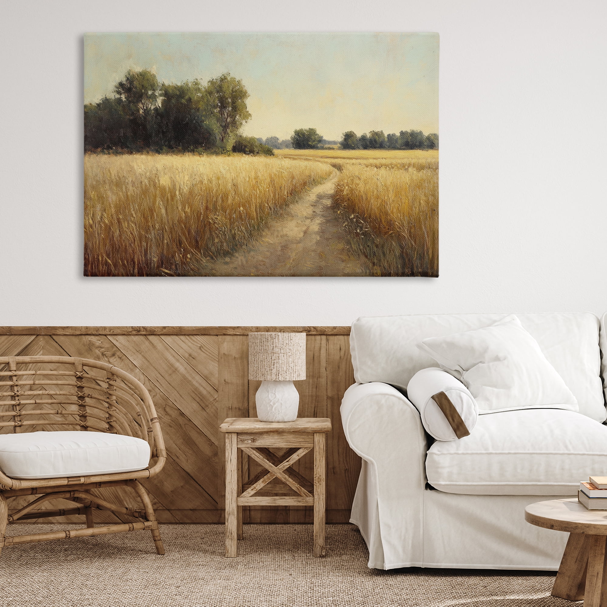 Stupell Industries Sunlit Country Wheat Path Canvas Wall Art, design by Petal Prints Design