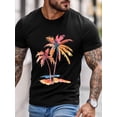 thumbnail image 2 of Camiseta de manga corta para hombre, estilo casual, con estampado de palmeras y cuello redondo., 2 of 8