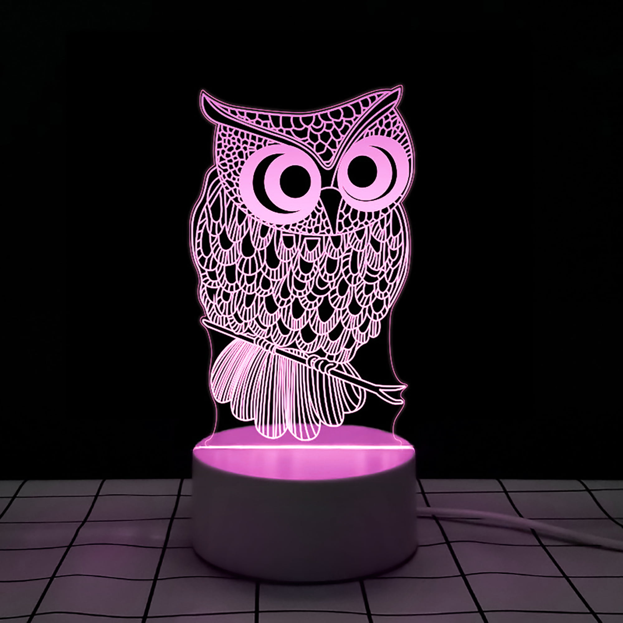 7 Color Changeable 3D Illusion LED Lamp for Kids Animal Owl Pig Cat Night Lights 