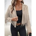thumbnail image 4 of Chaquetas de Mujer de Piel Sintética de Ante con Flecos y Forro. Abrigos Cortos con Flecos. Imprescindibles de de Otoño. Albaricoque S, 4 of 10