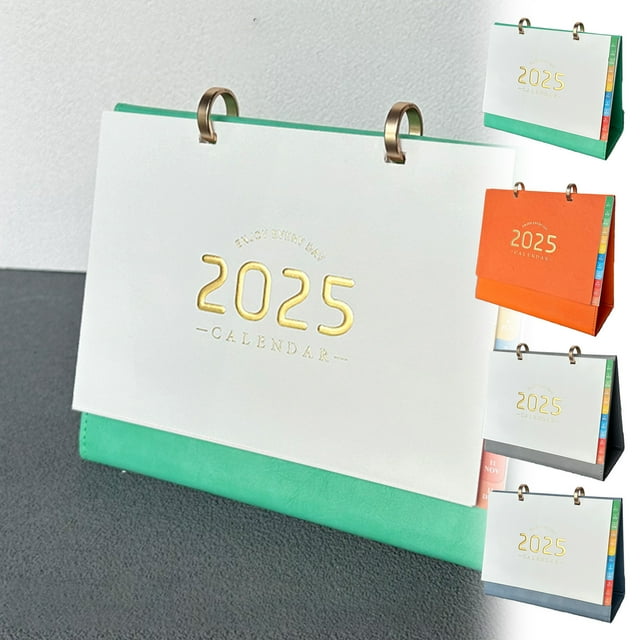 Xihbxyly Calendario de Escritorio 2025, Marco de Cuero Premium para Negocios, Elegante Cuero Artificial, Diseño Vintage, Práctico Almacenamiento, Decoración de Escritorio de Oficina, Citas Inspirador