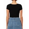 thumbnail image 4 of Body de Mujer con Cuello Cuadrado, Corta y Larga, Estilo Camisa, Top Ajustado Negro S, 4 of 10