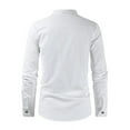 thumbnail image 4 of IYTR Mens Button Up Shirts Long Sleeve Solid Color Stand Collar Casual Shirts (White,XL), 4 of 6