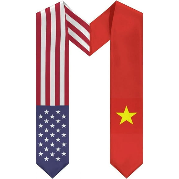 Vietnam Mix United States Flag Graduation Stole Sash For Study Aboard International Students