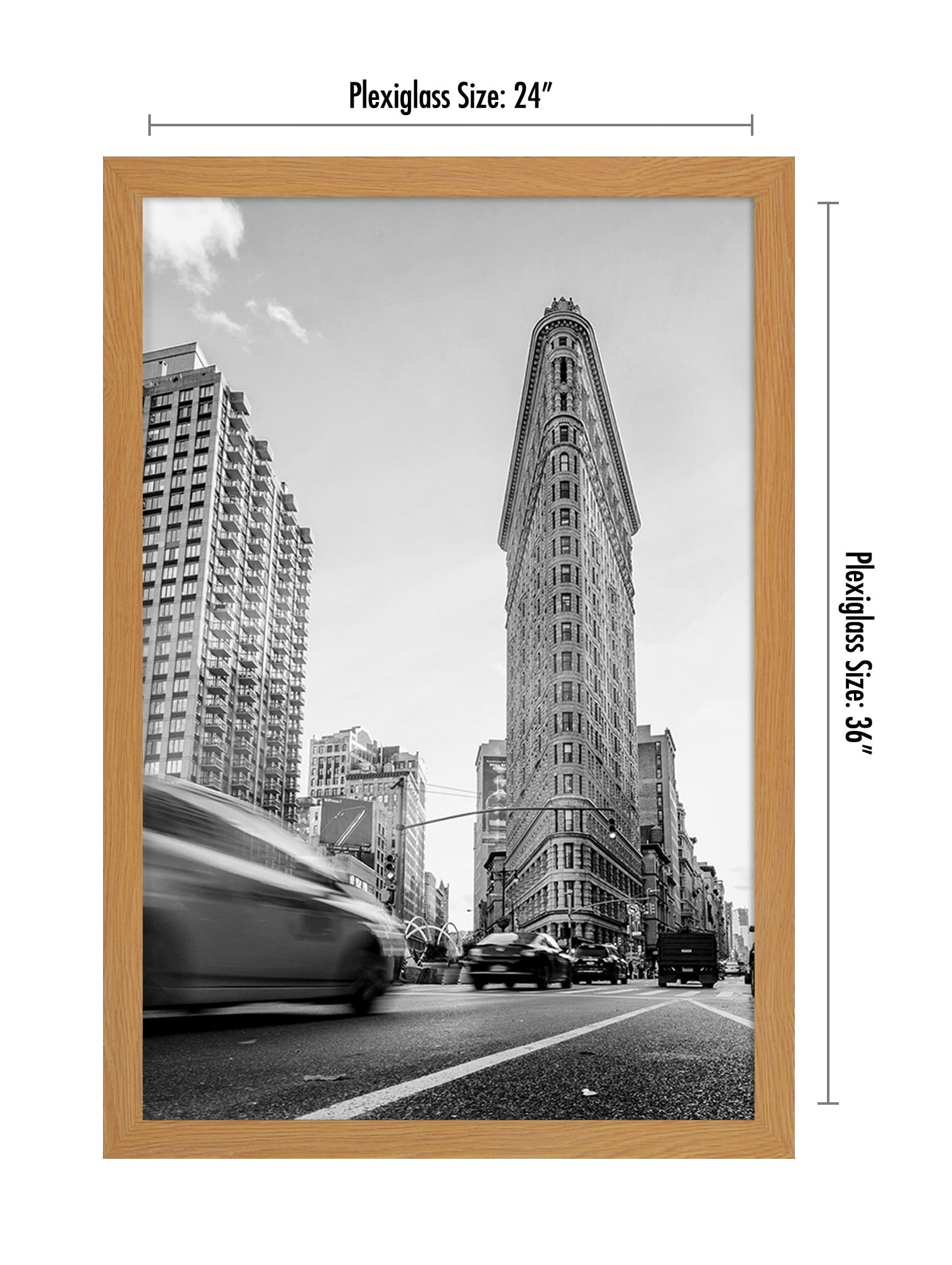 Americanflat 24x36 Poster Frame in Oak - Composite Wood with Polished Plexiglass - Horizontal and Vertical Formats for Wall with Included Hanging Hardware